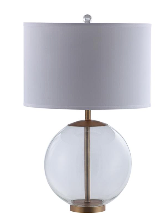 Kenny Drum Shade Table Lamp with Glass Base White