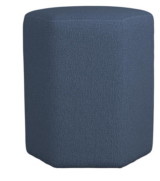 Hexagonal Upholstered Stool Blue