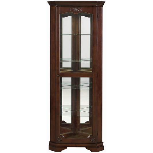 shelf Corner Curio Cabinet Golden Brown