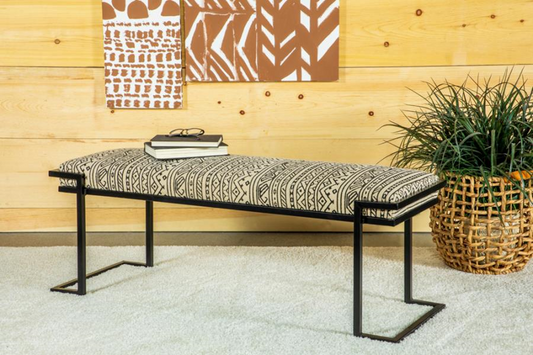 Upholstered Accent Bench Black and White
