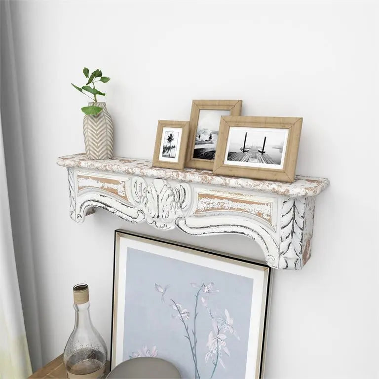 White Wood Vintage Wall Shelf