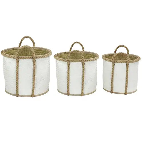 WHITE SEA GRASS STORAGE BASKET