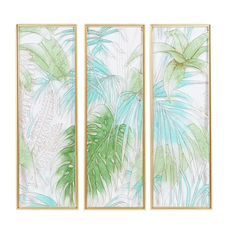 Green Glass Coastal Tropical Leaf Wall Decor
