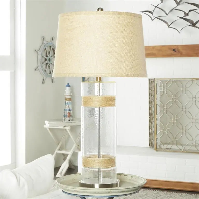 SILVER GLASS RUSTIC TABLE LAMP