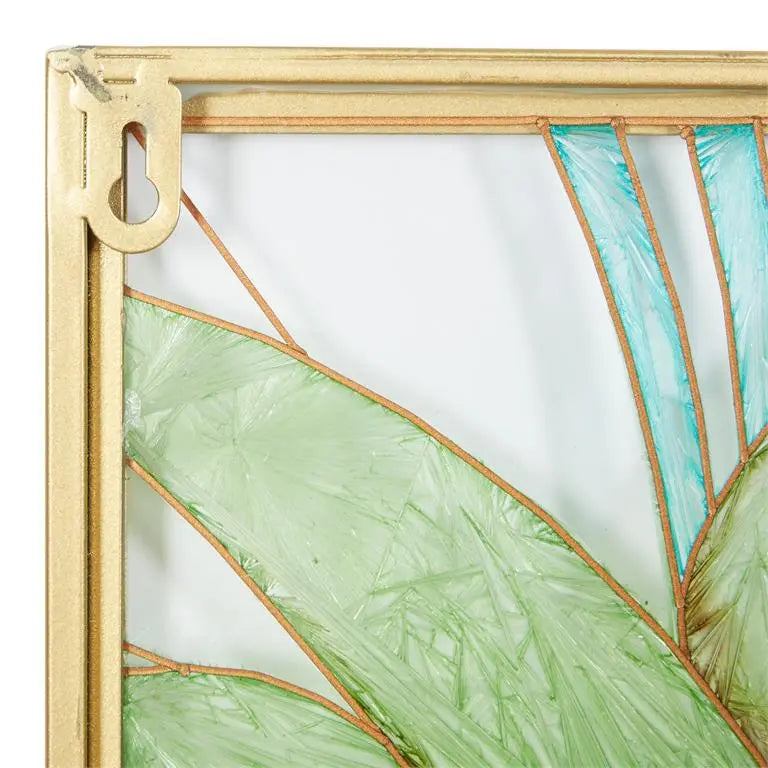 Green Glass Coastal Tropical Leaf Wall Decor
