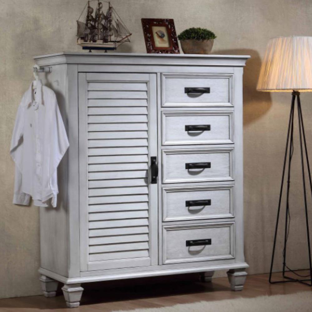 Franco 5-drawer Door Chest Antique White