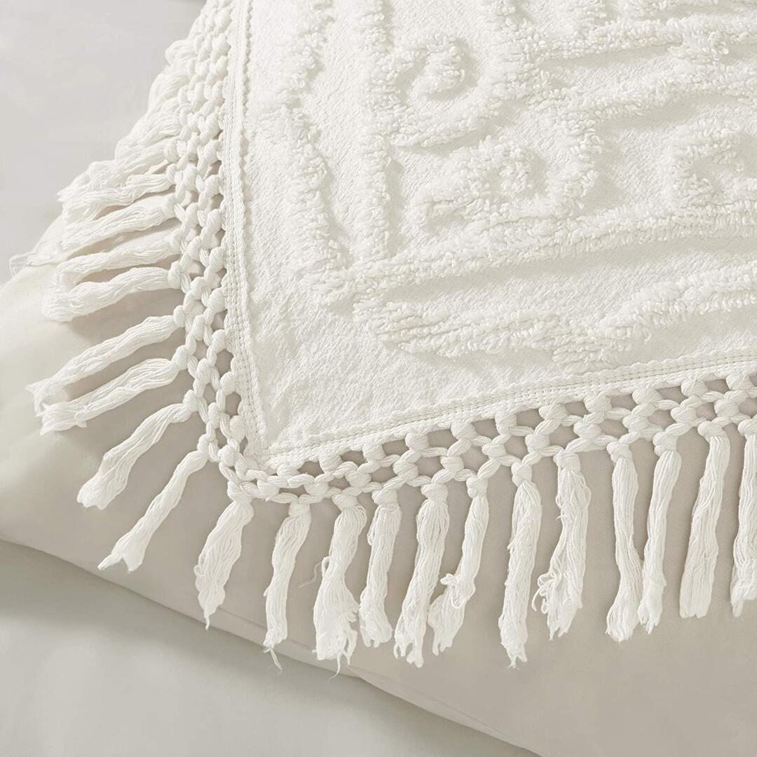 Madison Park Laetitia 3-Piece Coverlet Set with Stitch Channel Quilting, Soft Microfiber Quilted in Ivory Color