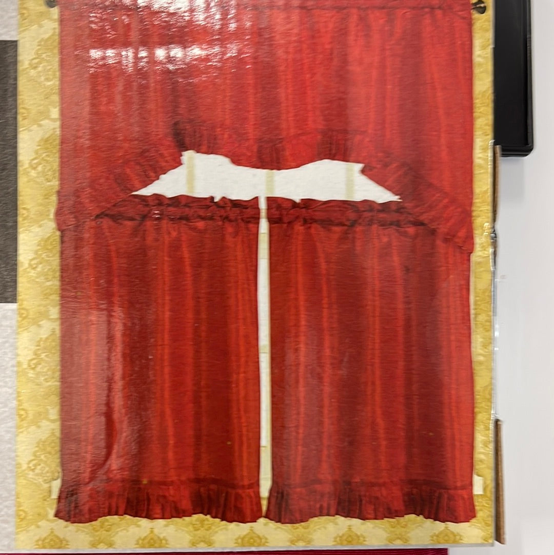 GOLDEN 3pc Ruffle Kitchen Curtain