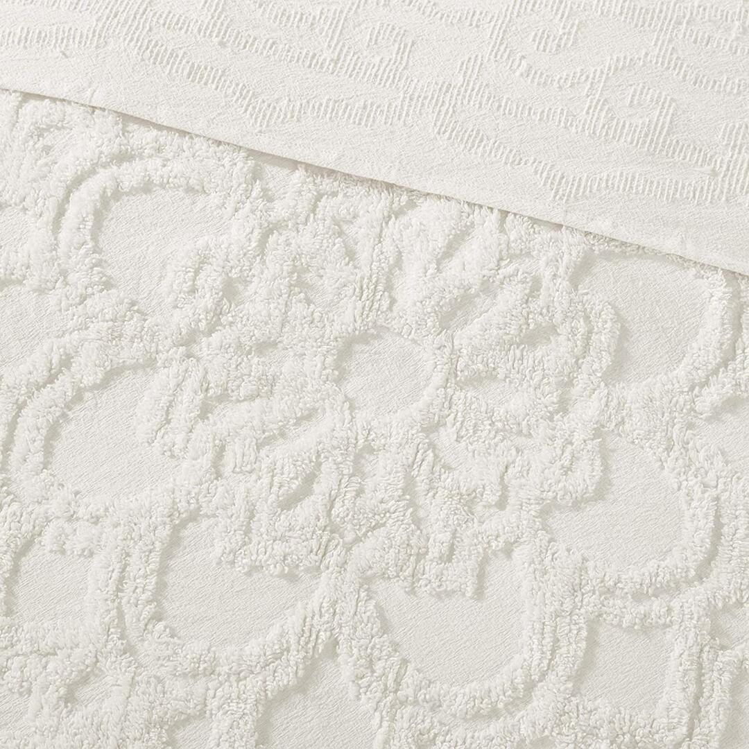 Madison Park Laetitia 3-Piece Coverlet Set with Stitch Channel Quilting, Soft Microfiber Quilted in Ivory Color