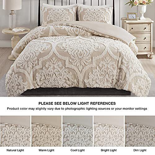 Madison Park KING Tufted Chenille Cotton Comforter All Season Bedding Set Matching...