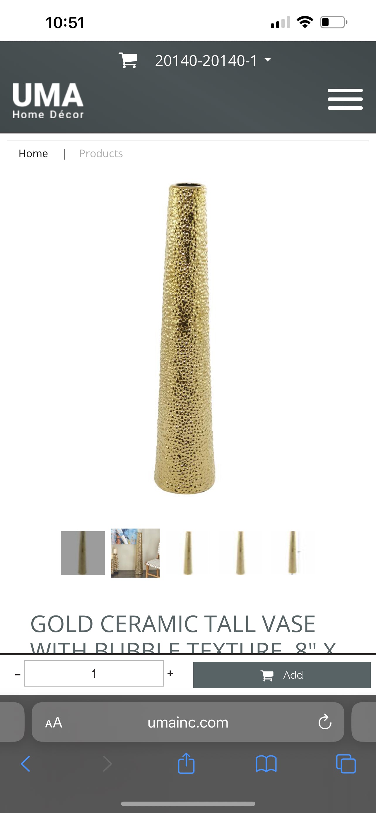 WHITE CERAMIC TALL VASE WITH BUBBLE TEXTURE, 8" X 8" X 39"