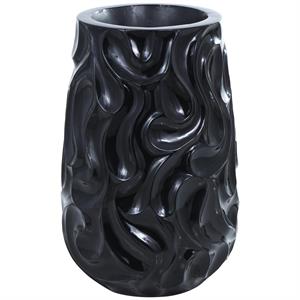 Black Resin Abstract Large Wavy Textured Floor Decorative Vase