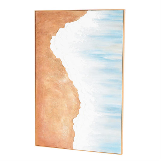 Blue Canvas Landscape Abstract Ocean Wave Living Room Framed Wall Art