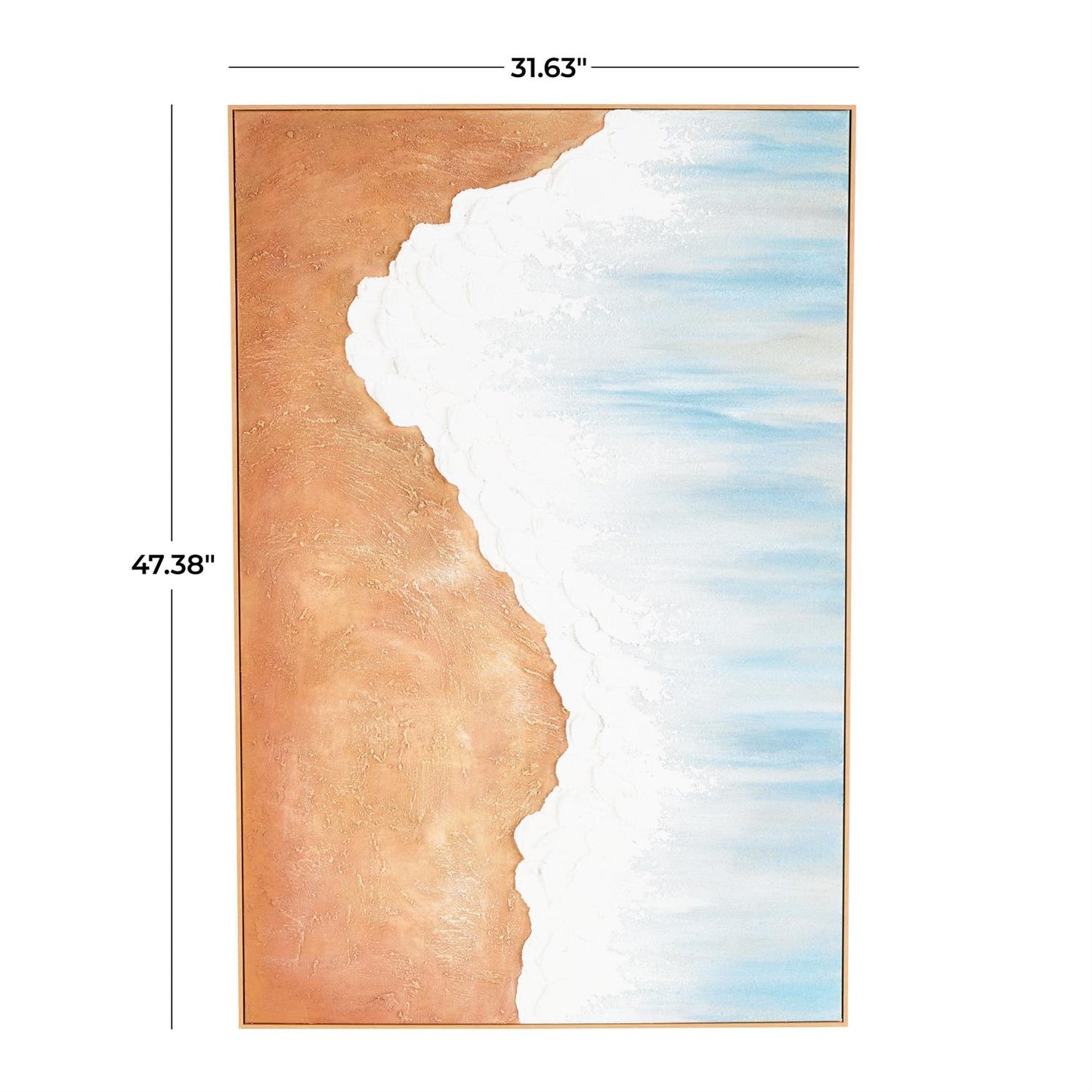 Blue Canvas Landscape Abstract Ocean Wave Living Room Framed Wall Art