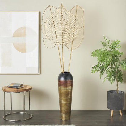 Light Brown Bamboo Wood Palm Tree Handmade Tall Tassel Leaf Fan Stick Home Decor Natural Foliage