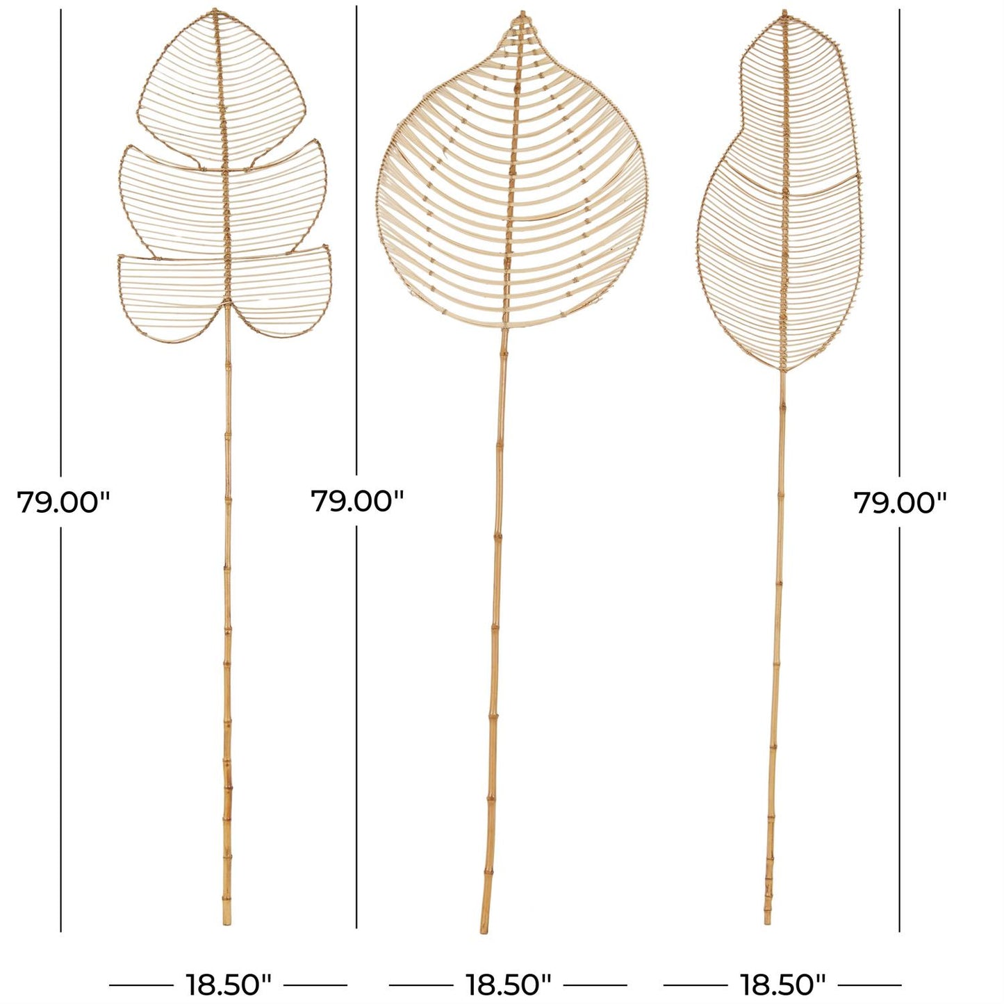 Light Brown Bamboo Wood Palm Tree Handmade Tall Tassel Leaf Fan Stick Home Decor Natural Foliage