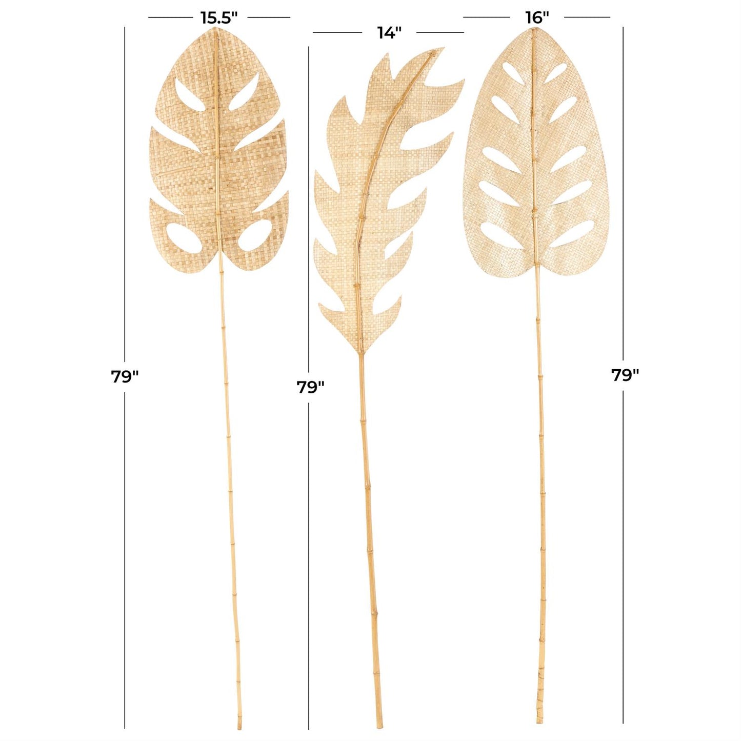 Light Brown Bamboo Wood Palm Tree Handmade Tall Tassel Leaf Fan Stick Home Decor Natural Foliage