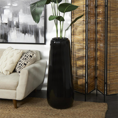 Black Resin Tall Floor Decorative Vase