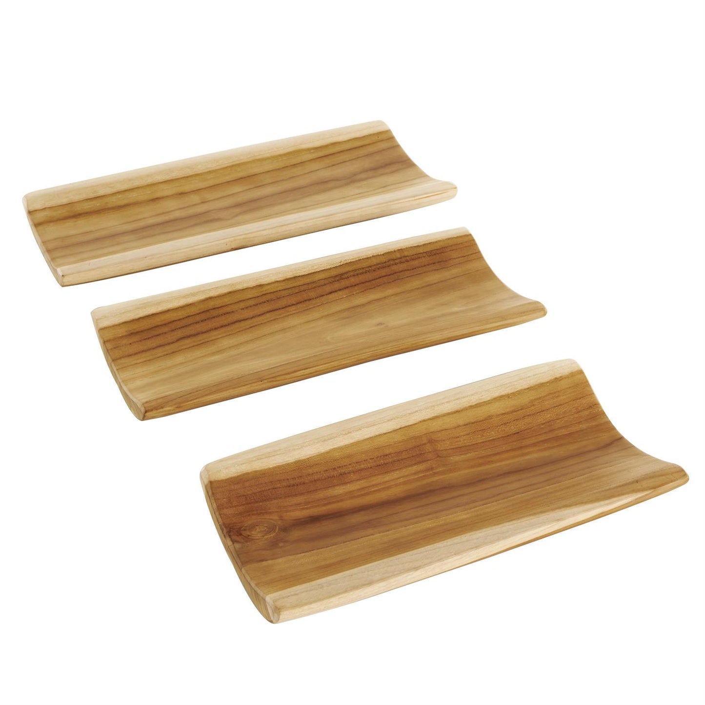 Brown Teak Wood Handmade Curved Living Room Decor Tray