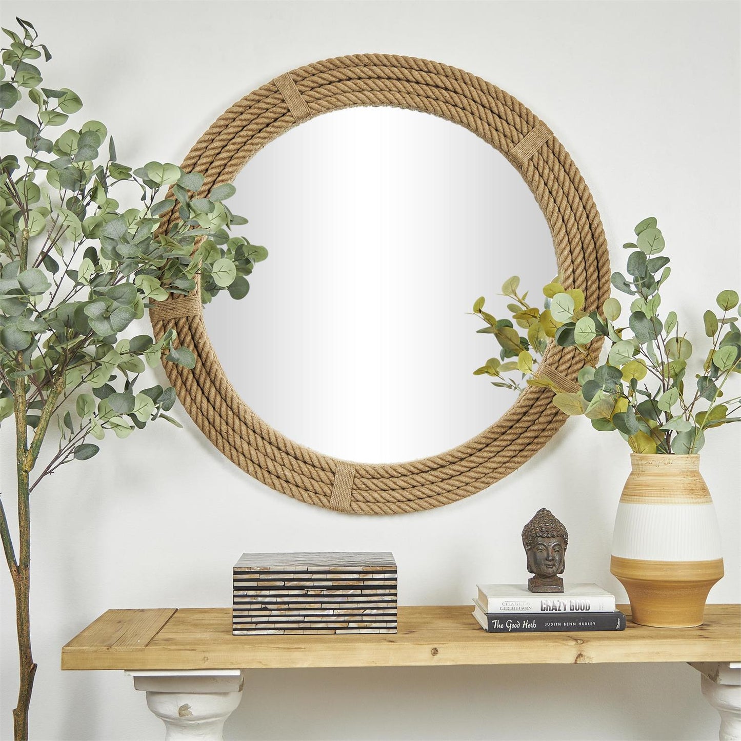 Brown Jute Rope Rope Room Wall Mirror