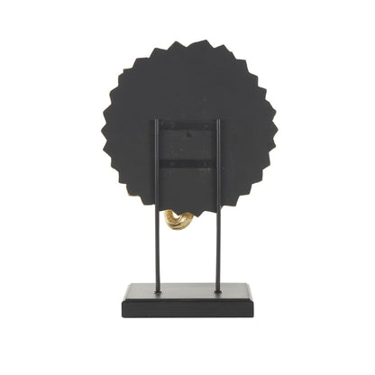 Gold Resin Elephant Decorative Sculpture with Mirrored Sunburst Accent and Black Stand