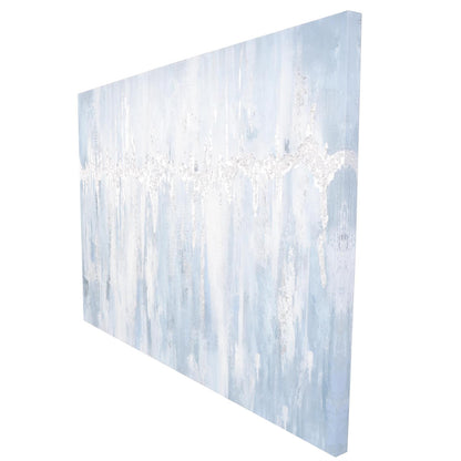 Light Blue Wood Abstract Decorative Wall Art with Silver Details