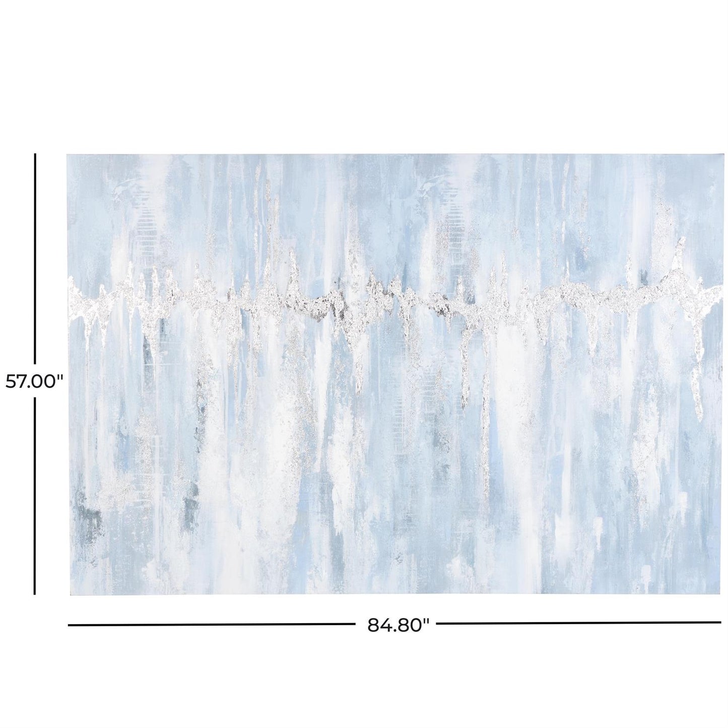 Light Blue Wood Abstract Decorative Wall Art with Silver Details