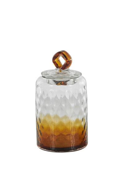 Glass Geometric Faceted Ombre Living Room Decorative Jars with Diamond Knobs