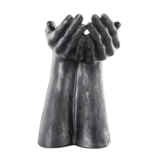 Black Polystone Hands Open Decorative Sculpture