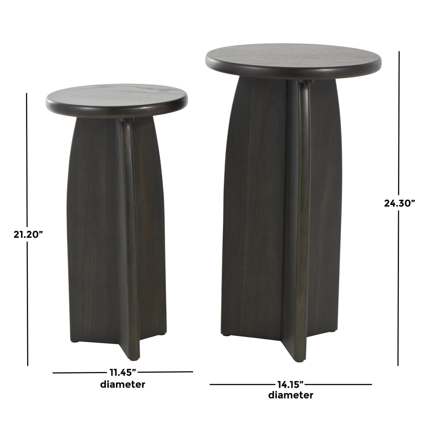 Black Wood Pedestal Side End Accent Table