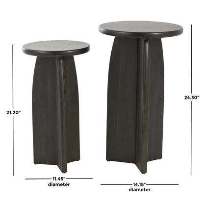 Black Wood Pedestal Side End Accent Table