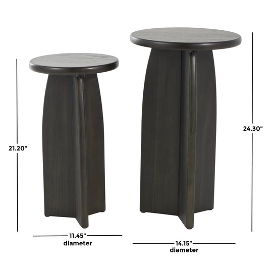 Black Wood Pedestal Side End Accent Table