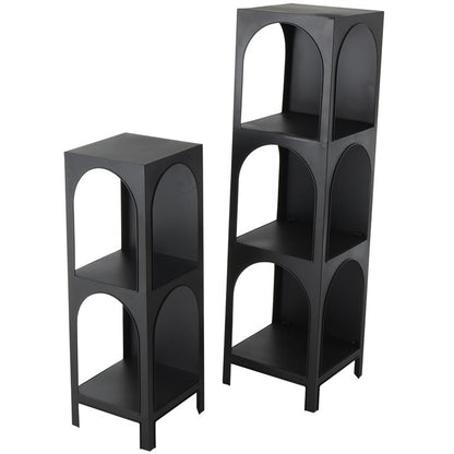 Black Metal 2 and 3 Shelf Storage Shelving Unit with Arched Openings