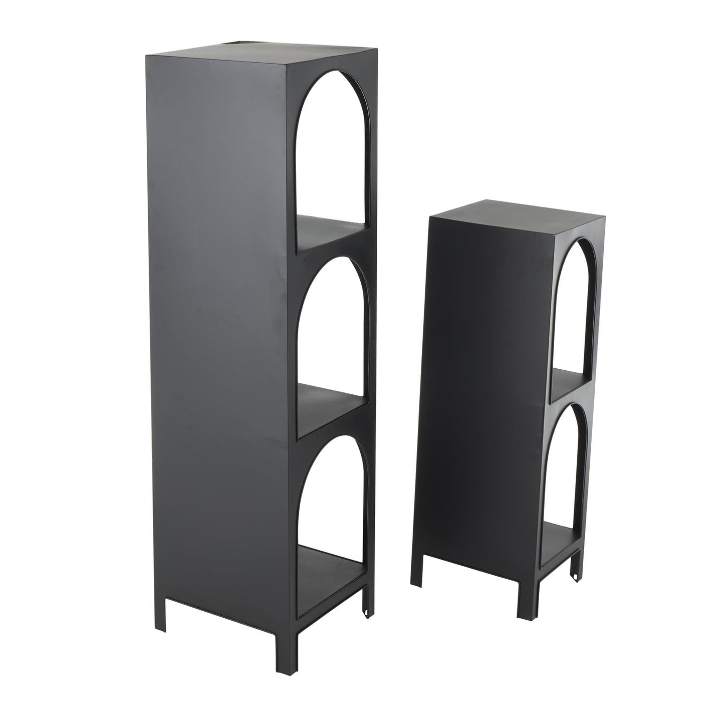 Black Metal 2 and 3 Shelf Storage Shelving Unit with Arched Openings