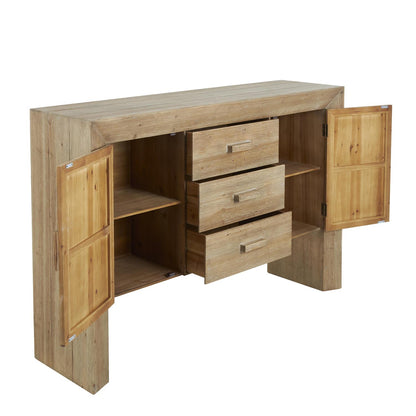 Light Brown Wood 2 Door and 3 Shelf Storage Shelving Unit with Natural Wood Grains