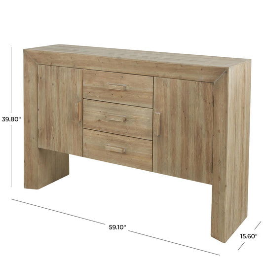 Light Brown Wood 2 Door and 3 Shelf Storage Shelving Unit with Natural Wood Grains