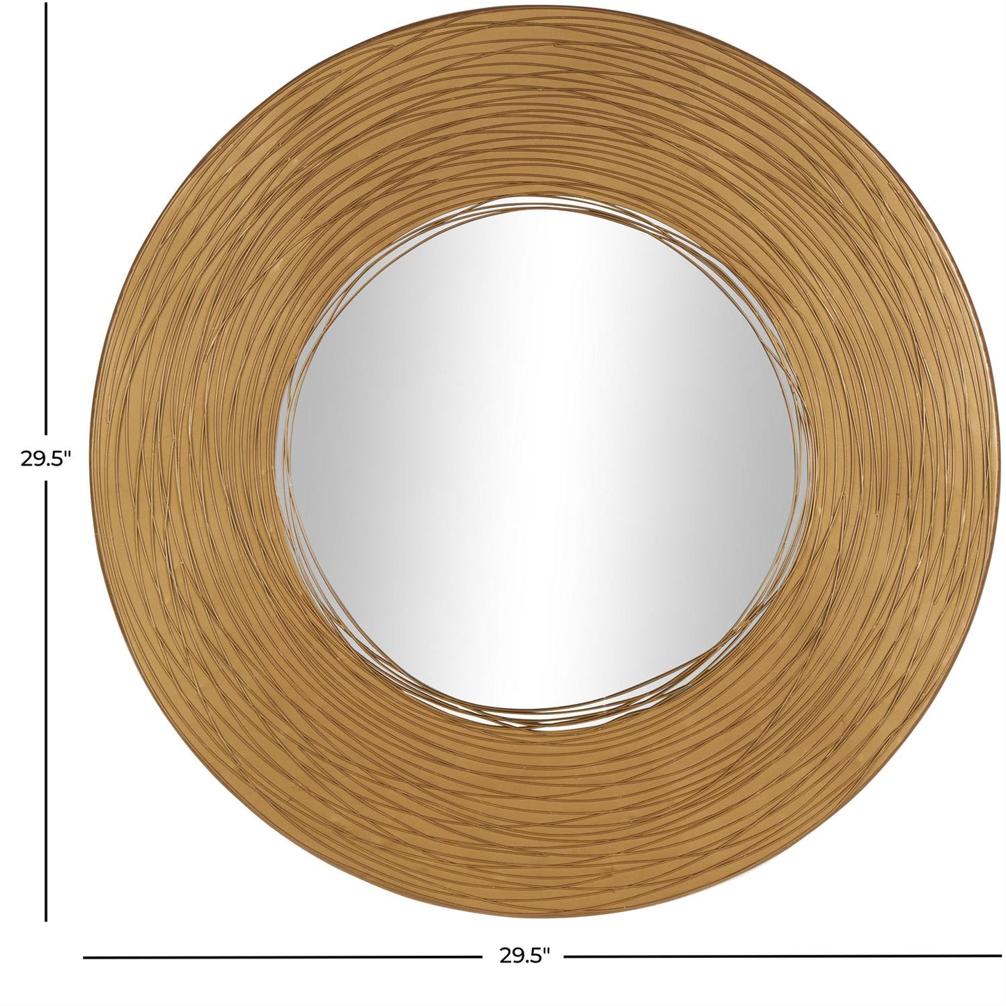 Gold Metal Abstract Room Wall Mirror with Overlapping Wire Rings
