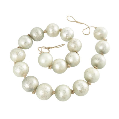 lass Handmade Round Extra Long Frosted Orb Beaded Garland with Tassel with Knotted Jute Rope