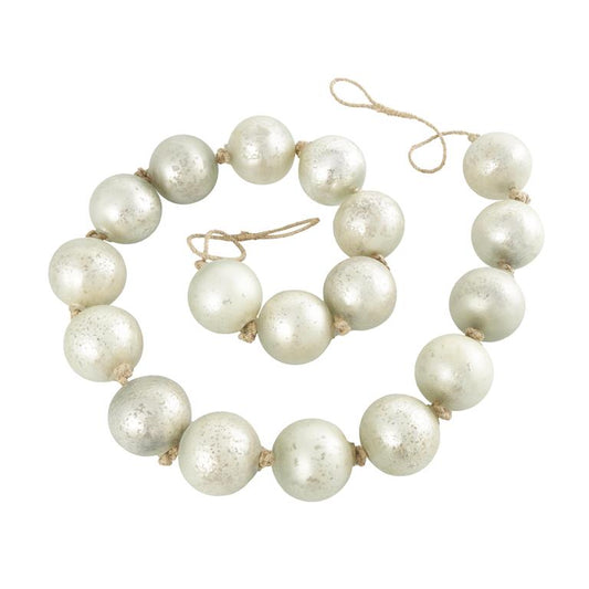 lass Handmade Round Extra Long Frosted Orb Beaded Garland with Tassel with Knotted Jute Rope