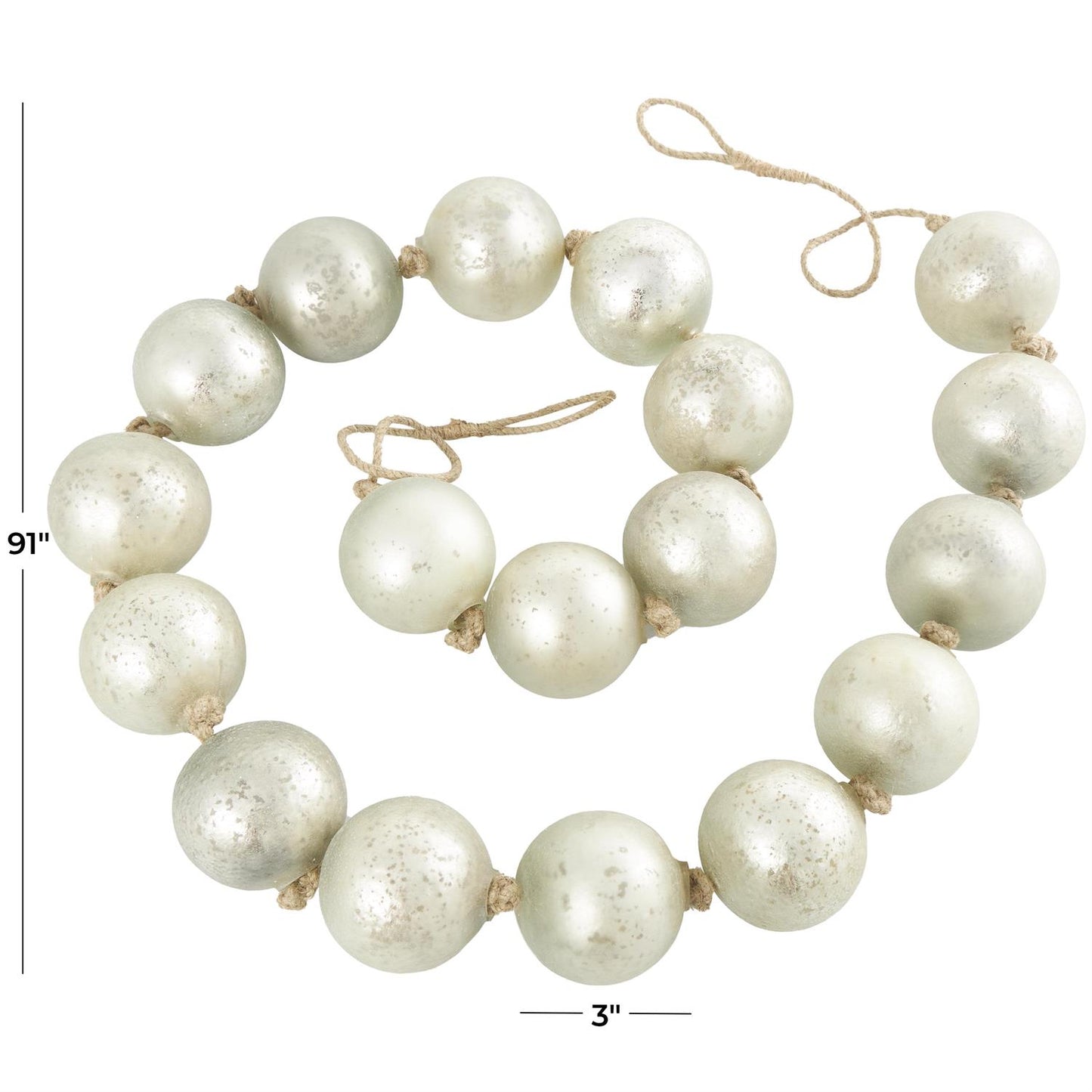 lass Handmade Round Extra Long Frosted Orb Beaded Garland with Tassel with Knotted Jute Rope