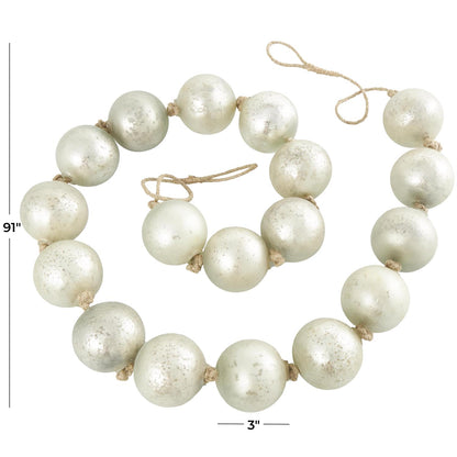 lass Handmade Round Extra Long Frosted Orb Beaded Garland with Tassel with Knotted Jute Rope