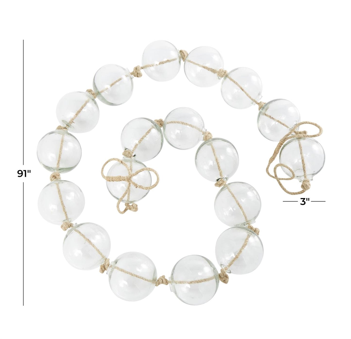 lass Handmade Round Extra Long Frosted Orb Beaded Garland with Tassel with Knotted Jute Rope