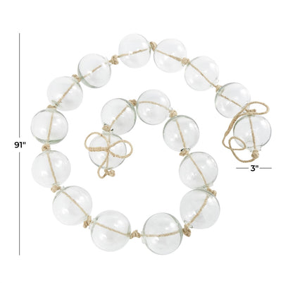 lass Handmade Round Extra Long Frosted Orb Beaded Garland with Tassel with Knotted Jute Rope