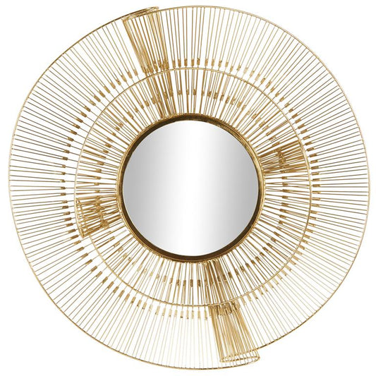 Gold Metal Starburst Layered Room Wall Mirror with Wire Starburst Rays