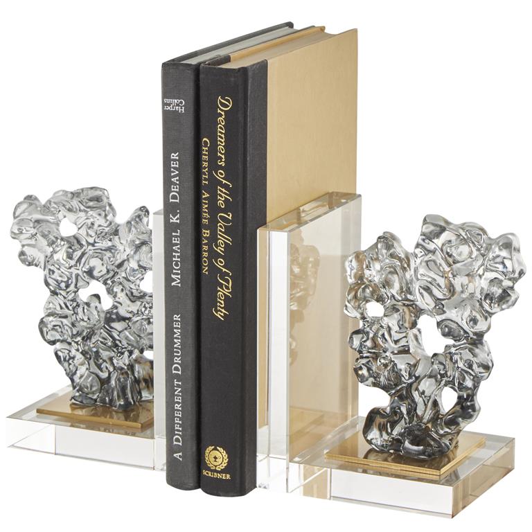 Clear Glass Abstract Freeform Decorative Sculpture with Clear Square Base