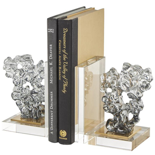 Clear Glass Abstract Freeform Decorative Sculpture with Clear Square Base