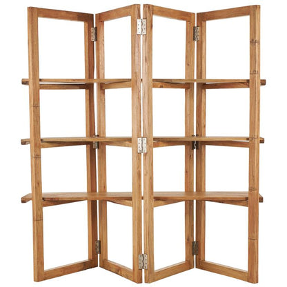 Brown Wood Handmade Folding 3 Shelf Storage Shelving Unit with Silver Metal Hardware