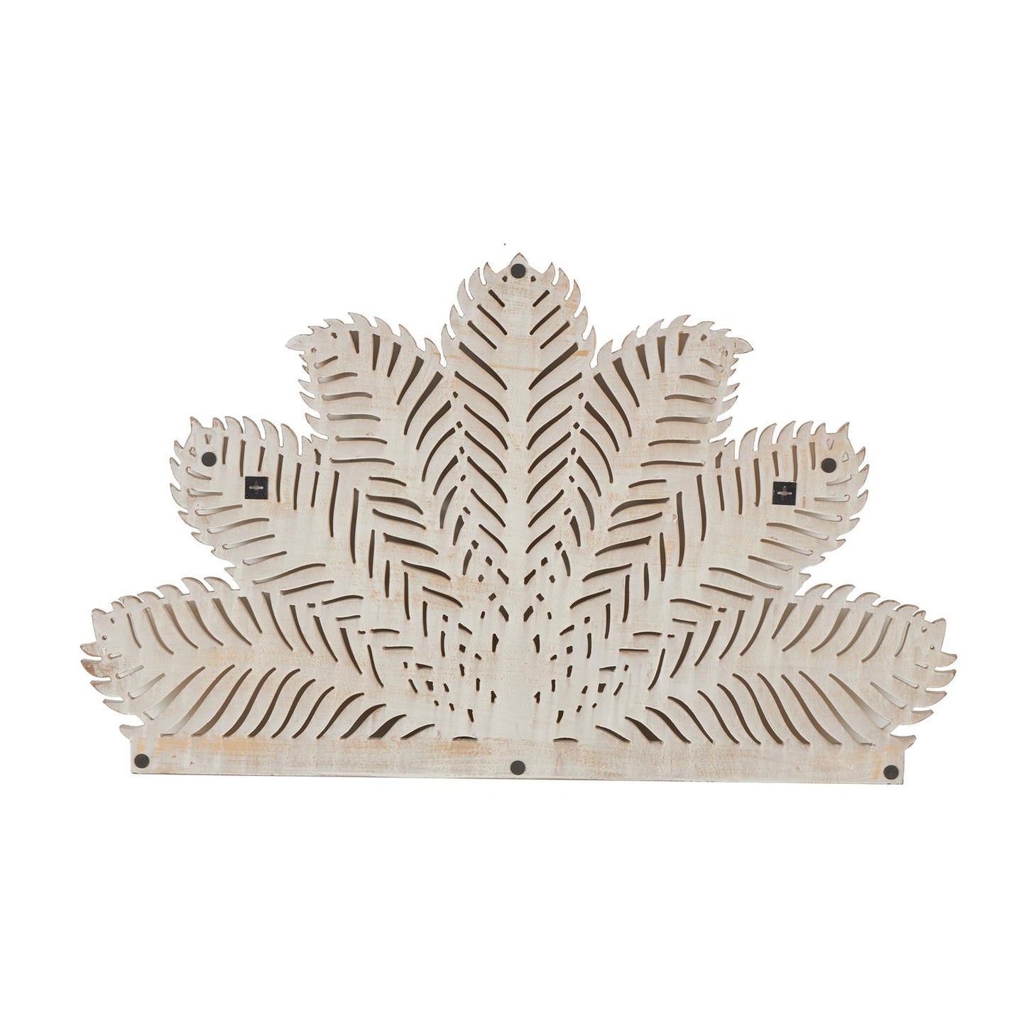 Gold Wooden Palm Tree Leaf Panel Home Wall Decor with White Accents