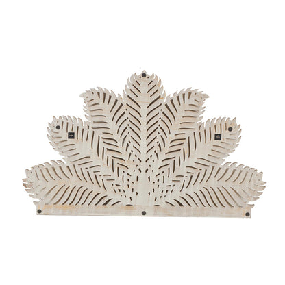 Gold Wooden Palm Tree Leaf Panel Home Wall Decor with White Accents