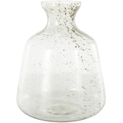 Clear Glass Speckled Decorative Vase with Brown Accents,